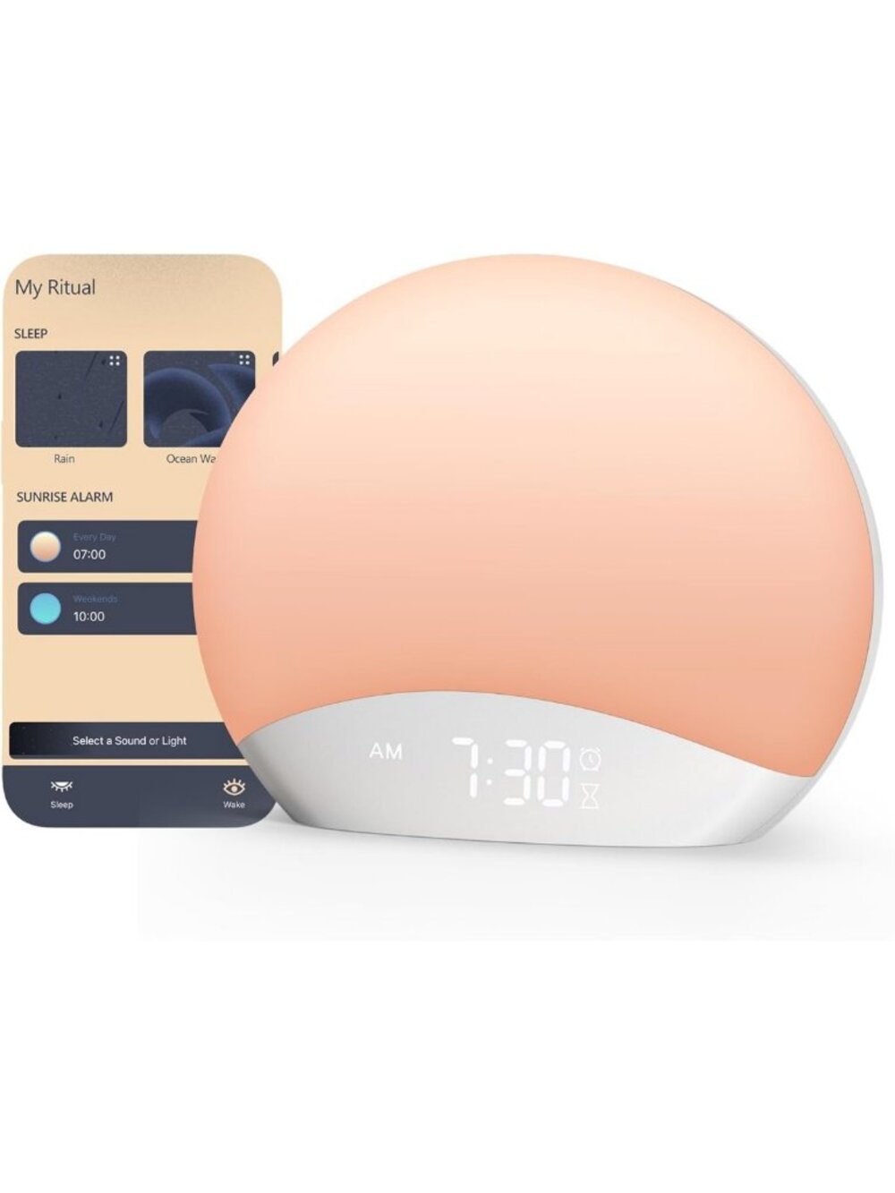 Smart Sunrise Alarm Clock with App Control, White Noise Machine & Sleep Aid